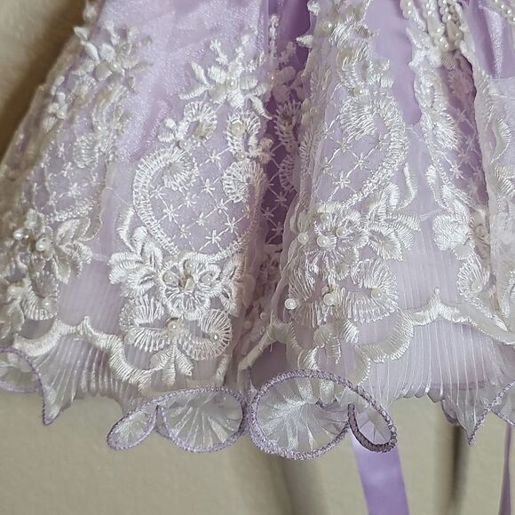 Baby Pageant Dress 6month Lavender Lace‎ Pearl Beaded Cupcake Dress Tip Top - Picture 3 of 11